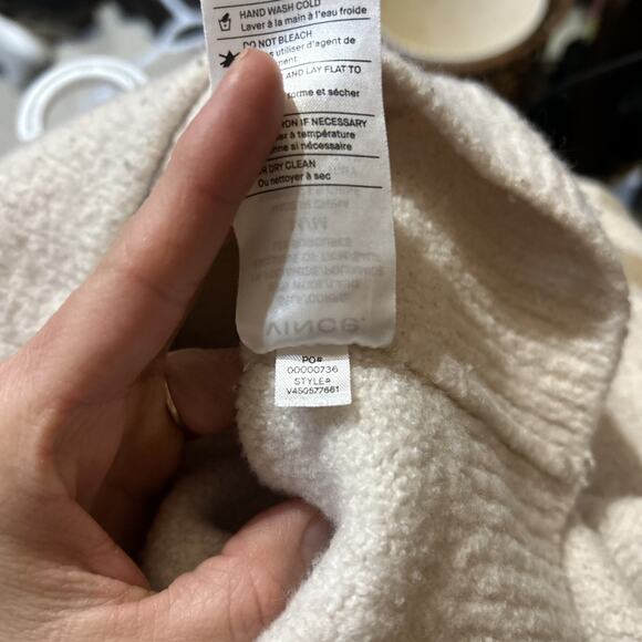 Vince Wool Hooded Sweater Women’s Size M Fits S Classic Neutral *Some Wear - Picture 7 of 7